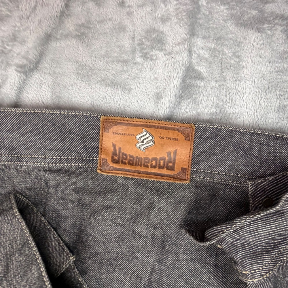 Vintage Rocawear Jacket Mens XL Black Denim Full Zip Embroidered Logo Y2K - Picture 7 of 9